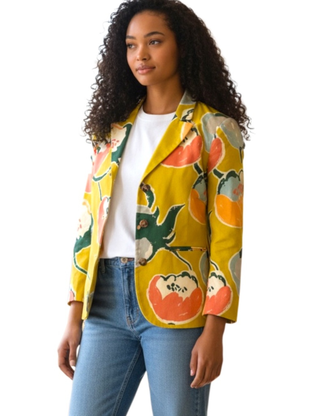 NIU (Italy) Multicolour Abstract Floral Cotton Short Jacket Blazer (L)